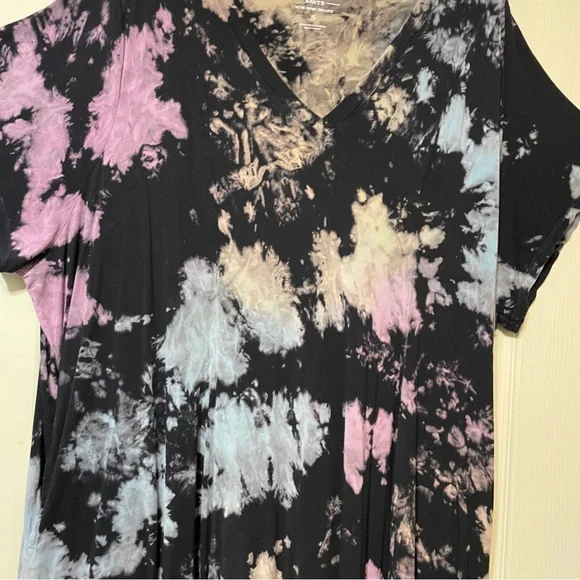 Torrid Mini Super Soft Knits Trapeze V-Neck Dress Tie dye black Plus Size 5X - Picture 7 of 15